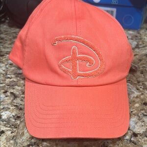 Disney Coral Baseball Cap with Embroidered D Logo